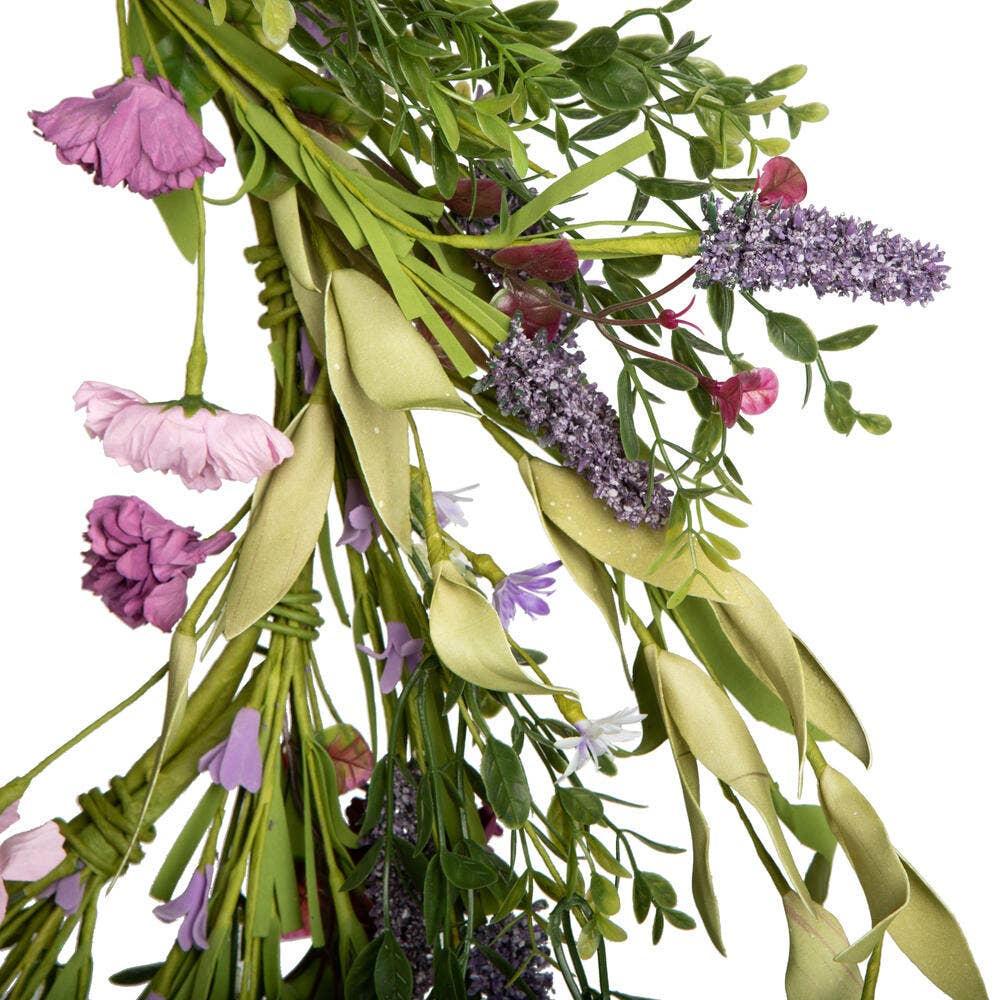 Vickerman 24" Purple Lilac Wild Flower Wreath Indoor only: Purple / 24"