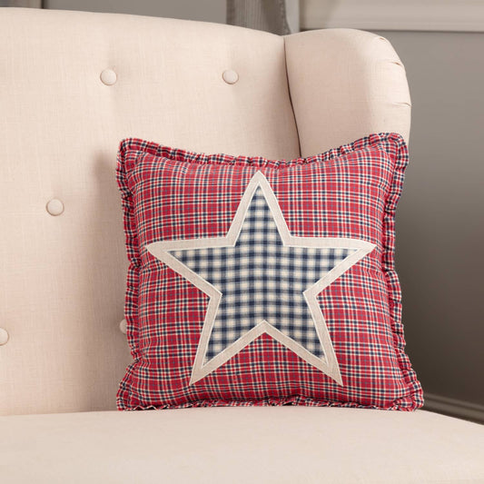 Red White Blue Applique Star Pillow 12x12 (Hatteras)