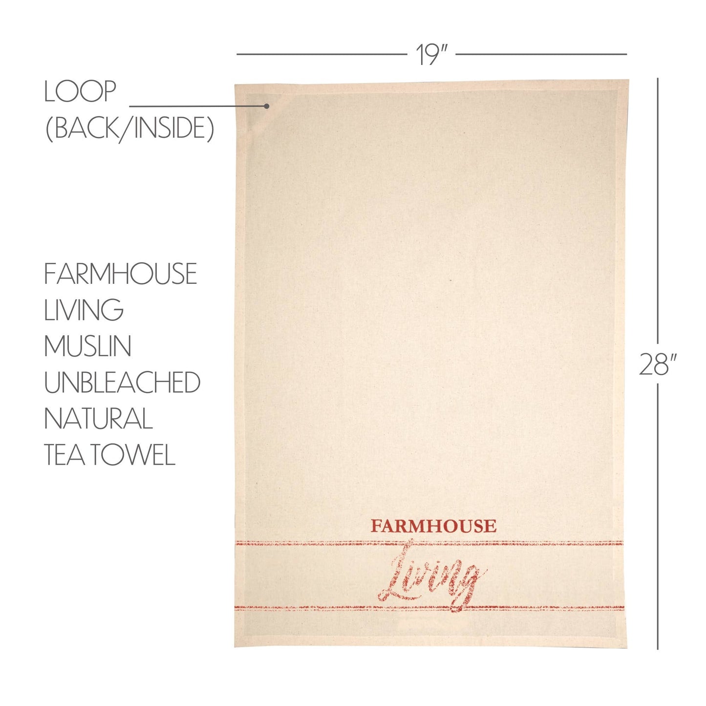 Unbleached Natural Tea Towel 19x28