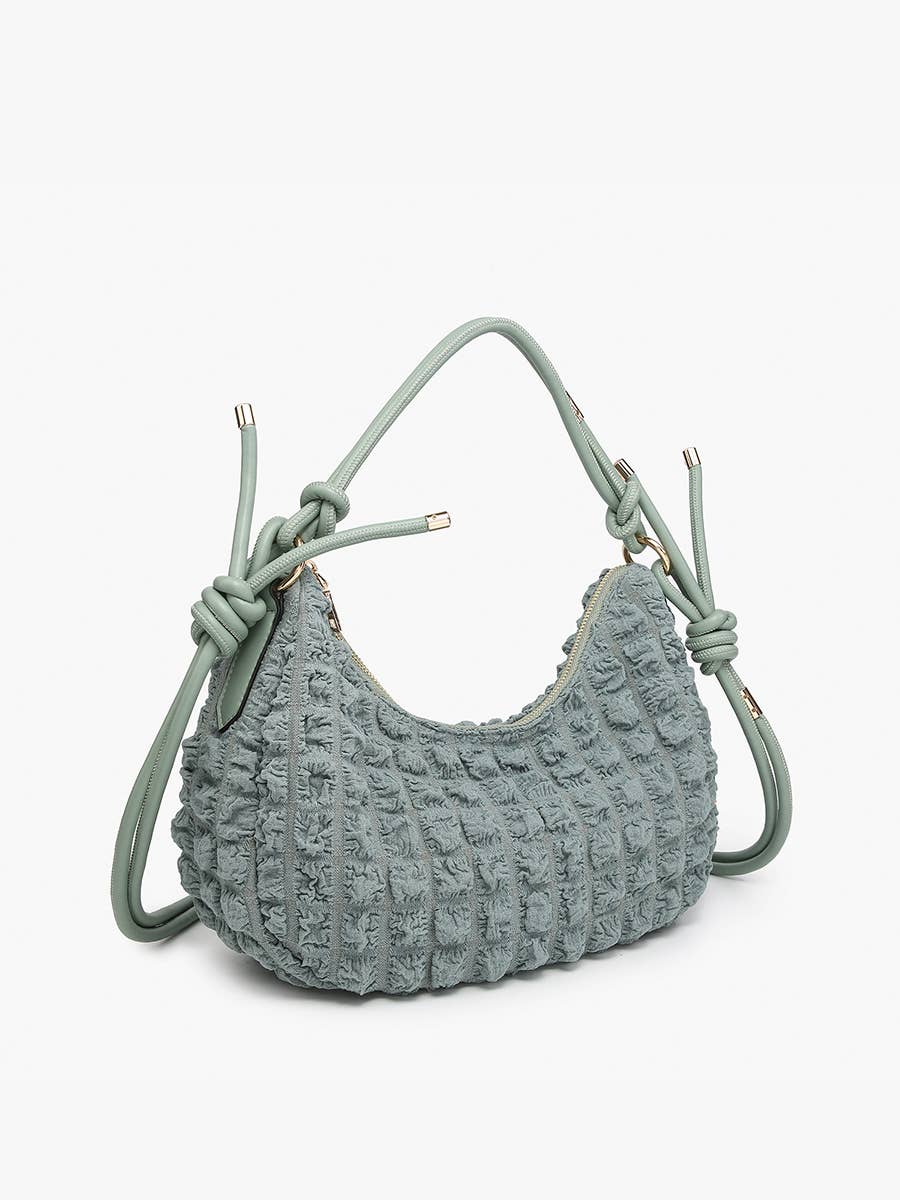 Nelly Quilted Puffy Shoulder Bag – Knotted Strap: Mint
