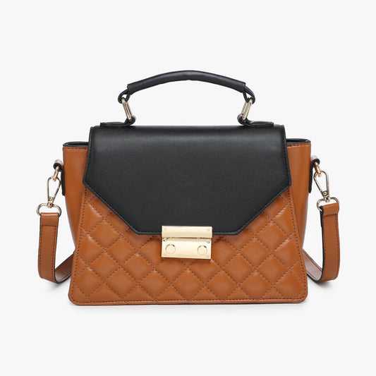 Lou Quilted Square Crossbody Bag – Push Lock Black/Brown