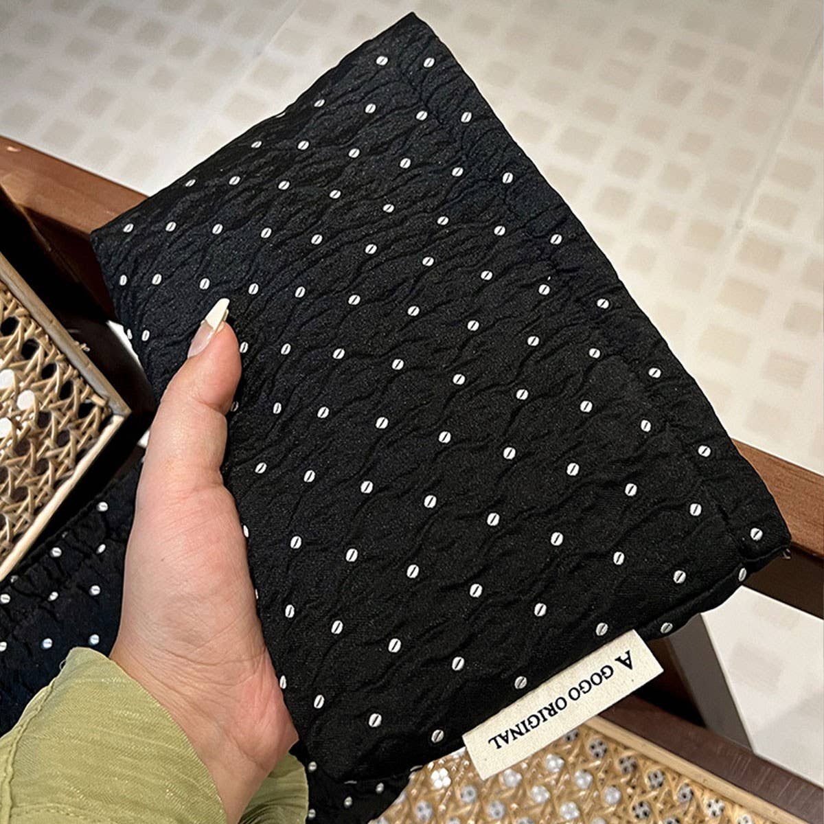 Polka Dot Black Cosmetic Bag Travel Pouch