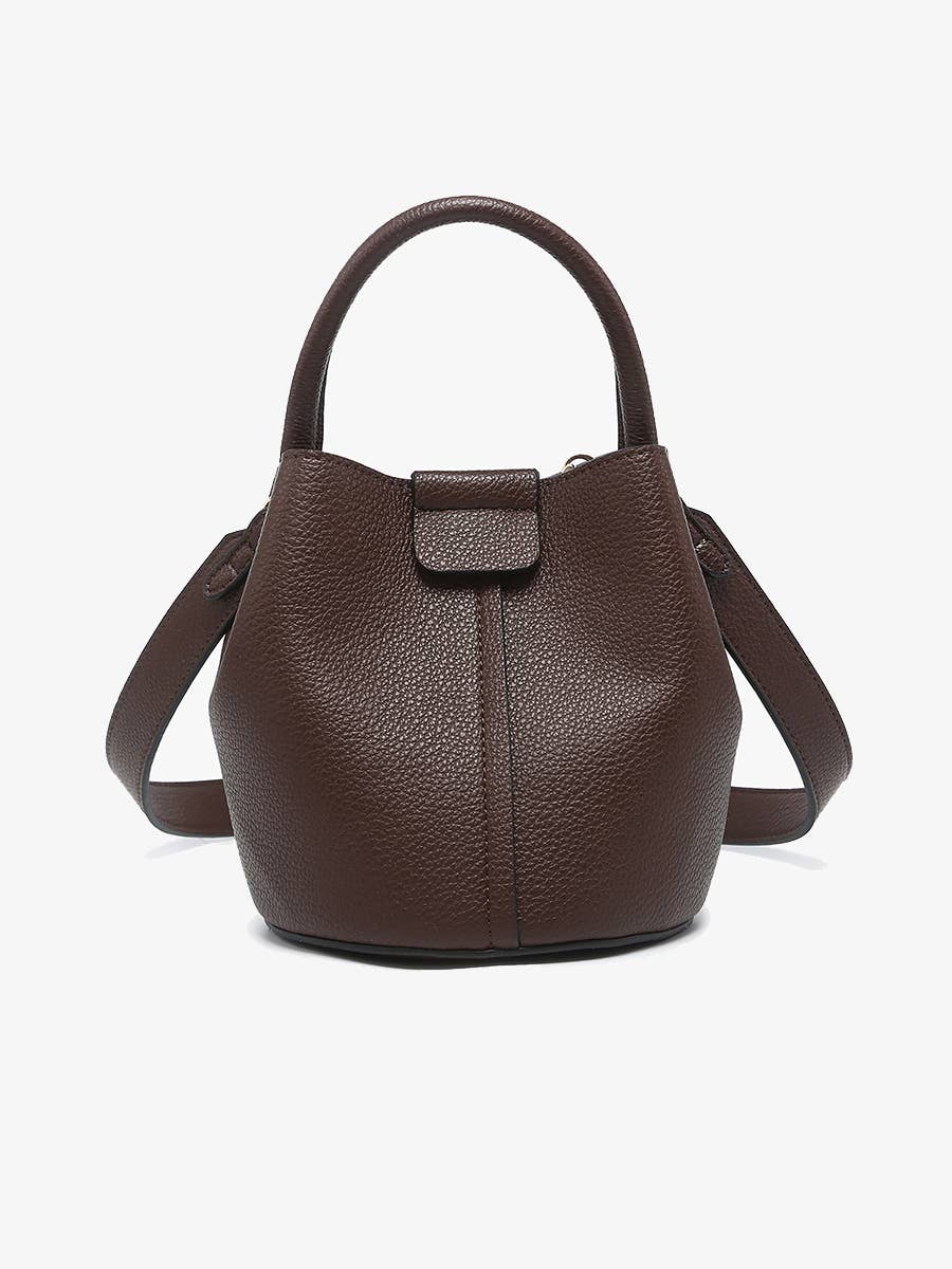 Farrah Bucket Bag w/ Top Handle & Inner Bag: Espresso