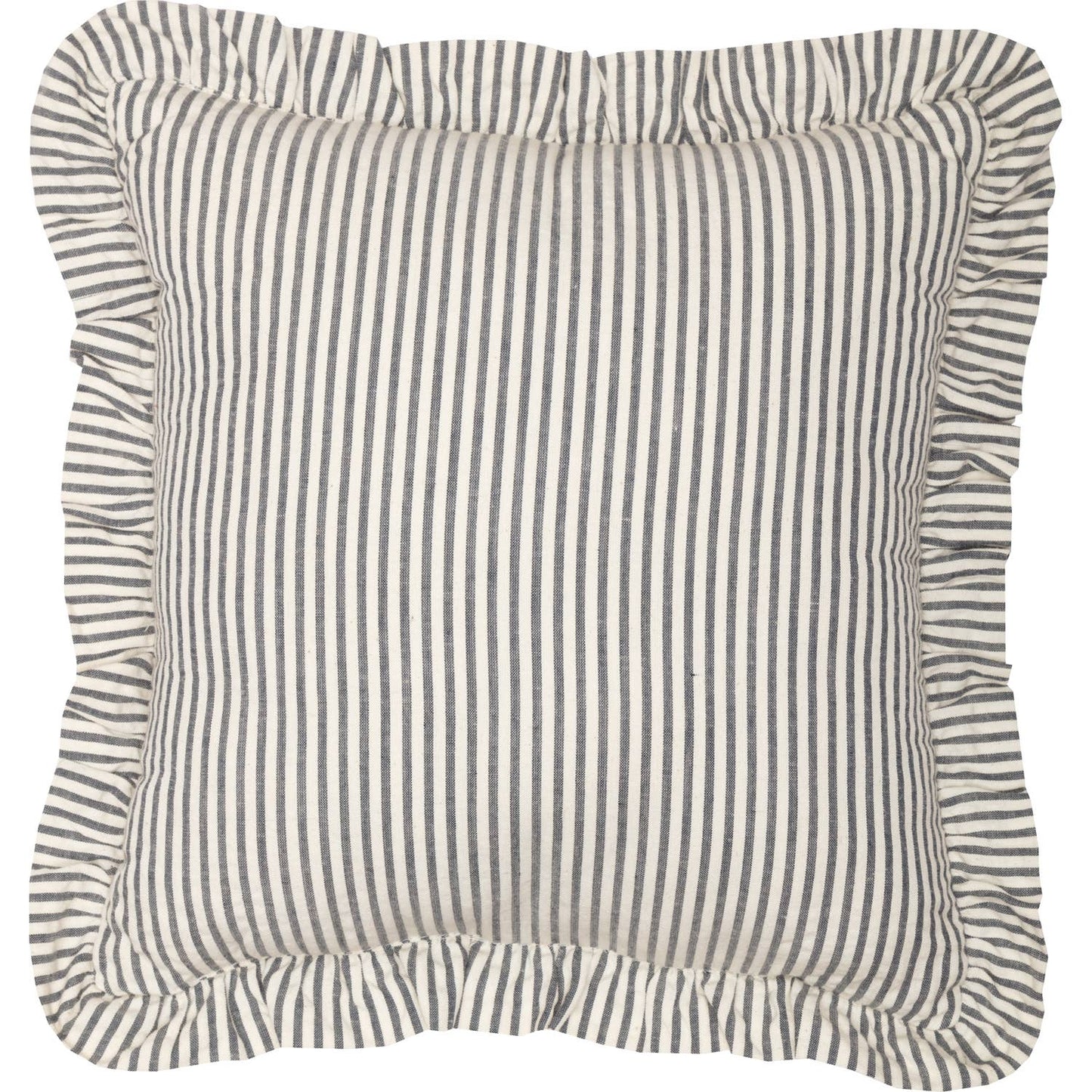 Farmhouse Ticking Stripe Pillow 12x12 – Blue Seersucker