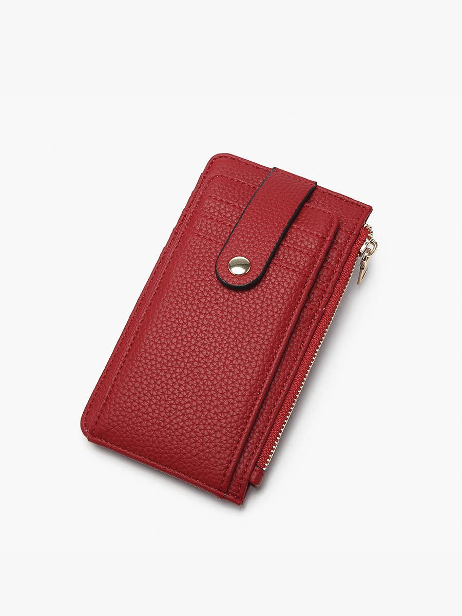 Mae Multi-Card Wallet w/ Strap Snap Closure: Red