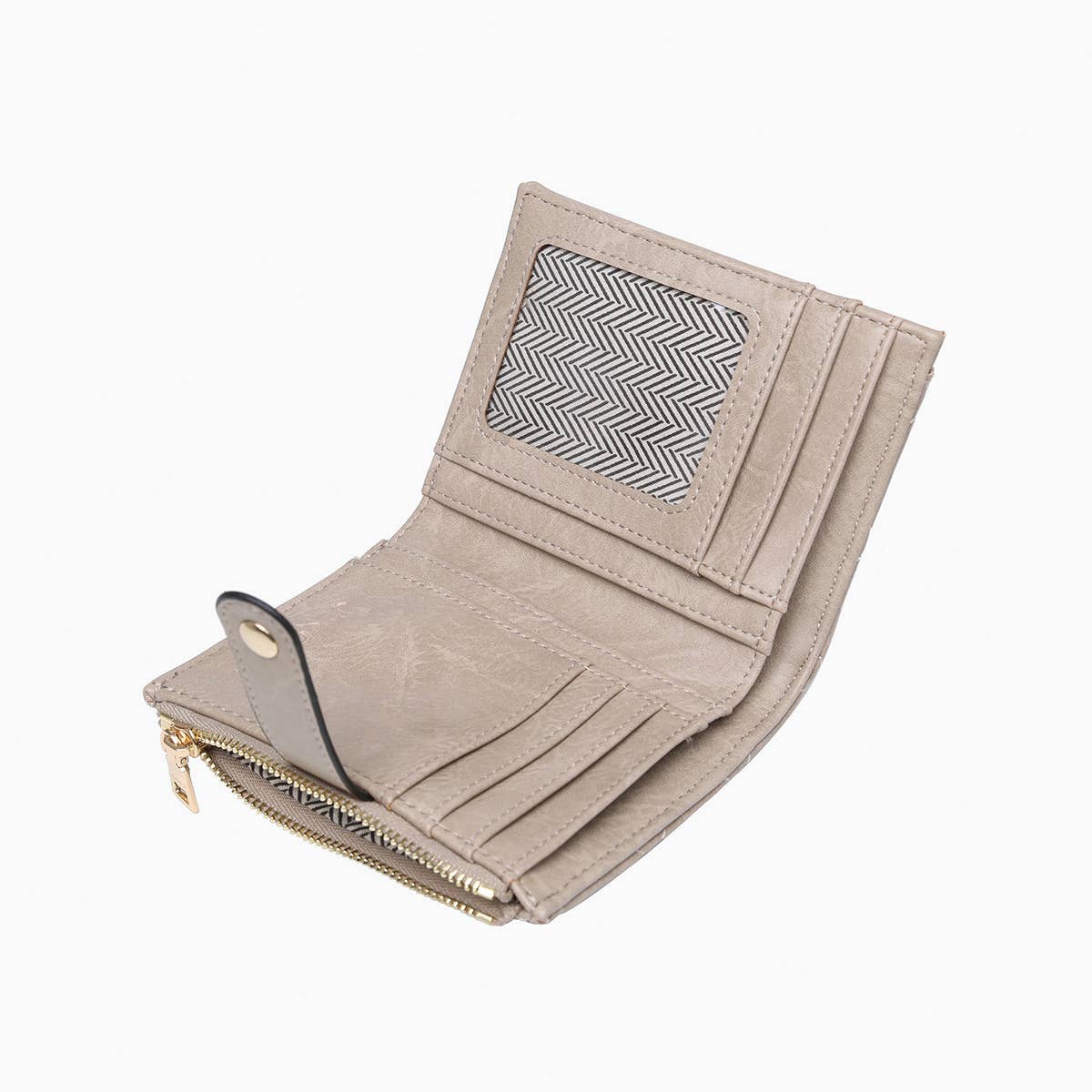Melody Quilted Zip Top Wallet: Off-White