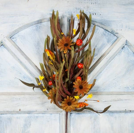 Fall Spray With Flowers, Pumpkins, and Chinese Lanterns, 27"