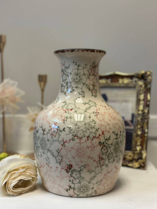 Floral Ceramic Vases: White Vase