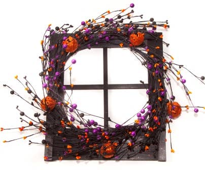 Mixed Berry Wreath W/ Glittery Orange Pumpkin Bells
