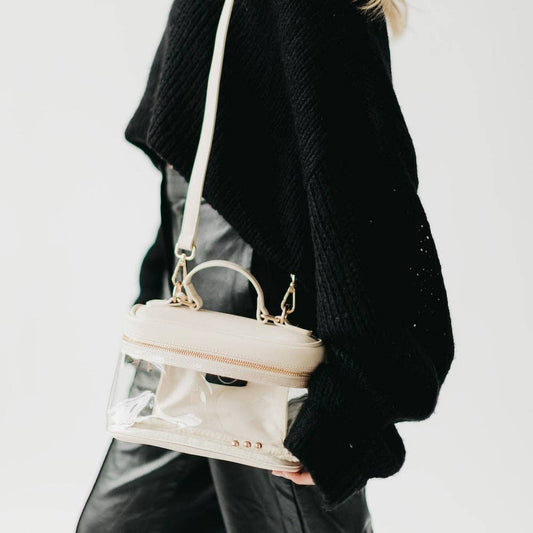 Carissa Clear Crossbody: Cream