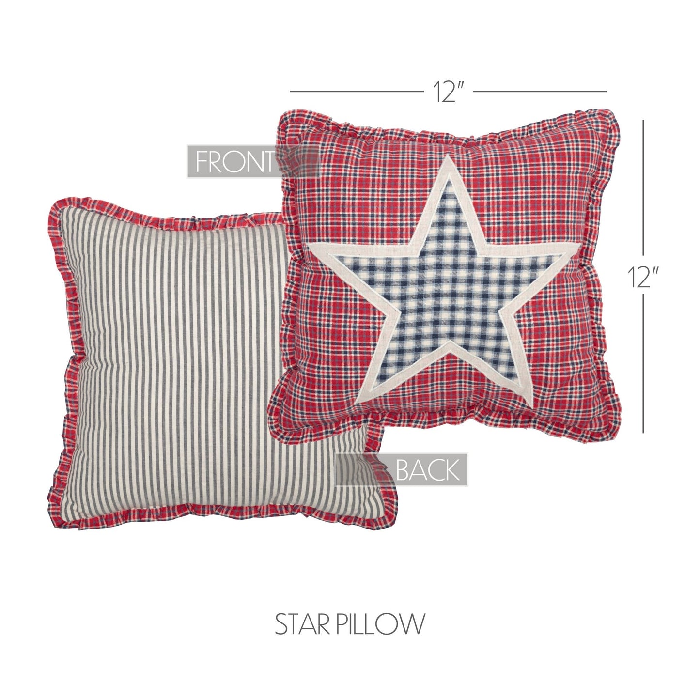 Red White Blue Applique Star Pillow 12x12 (Hatteras)