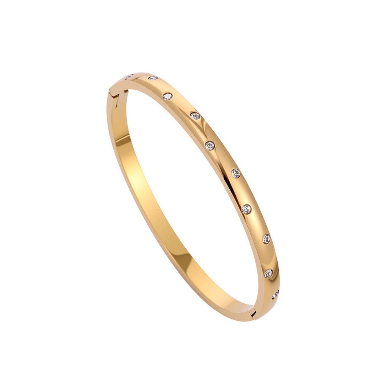 Crystal Hinged Bangle Silver