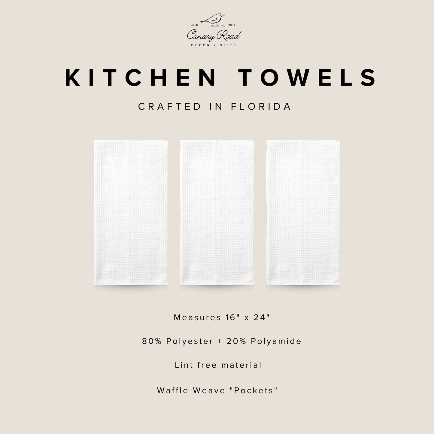 Bright Floral Retro Spring Flower Kitchen Towel Waffle
