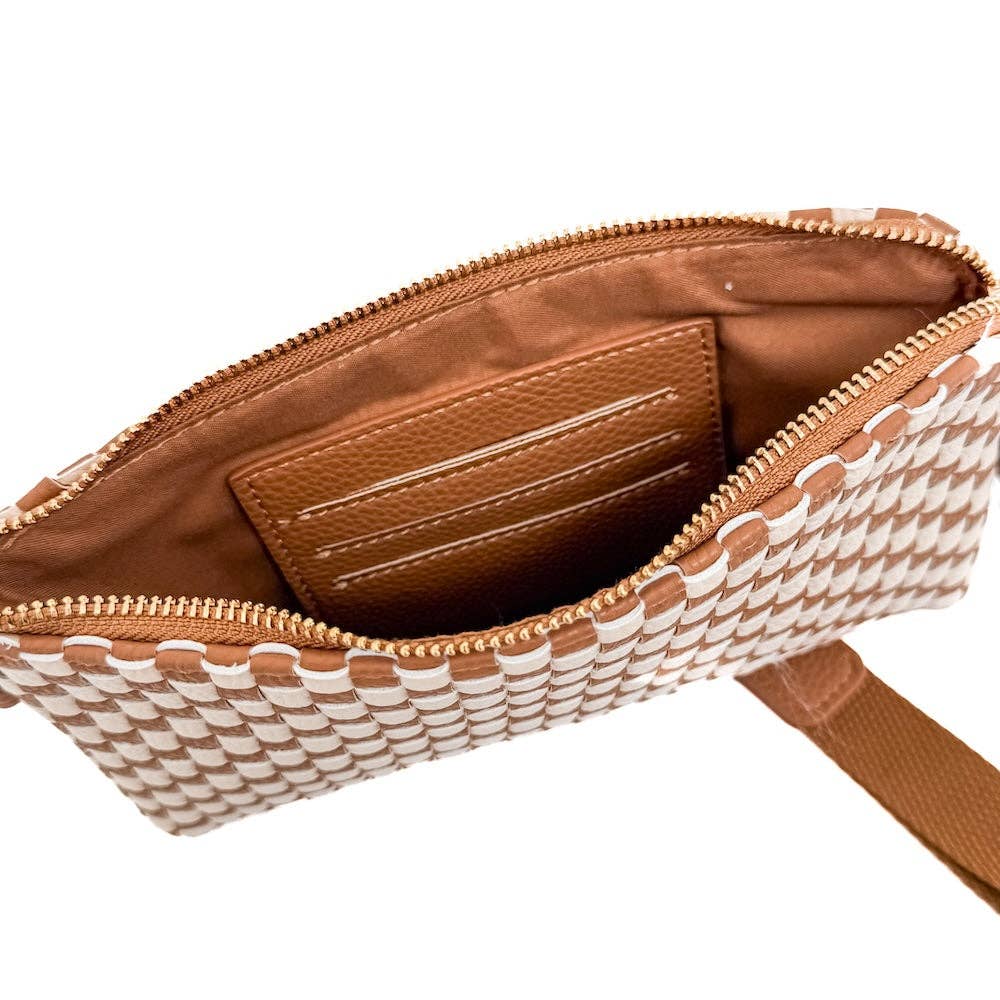 Emma Woven Clutch Wristlet: Blush Checkered
