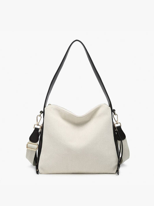 Michaela Slouchy Hobo w/ Guitar Strap : Black/White