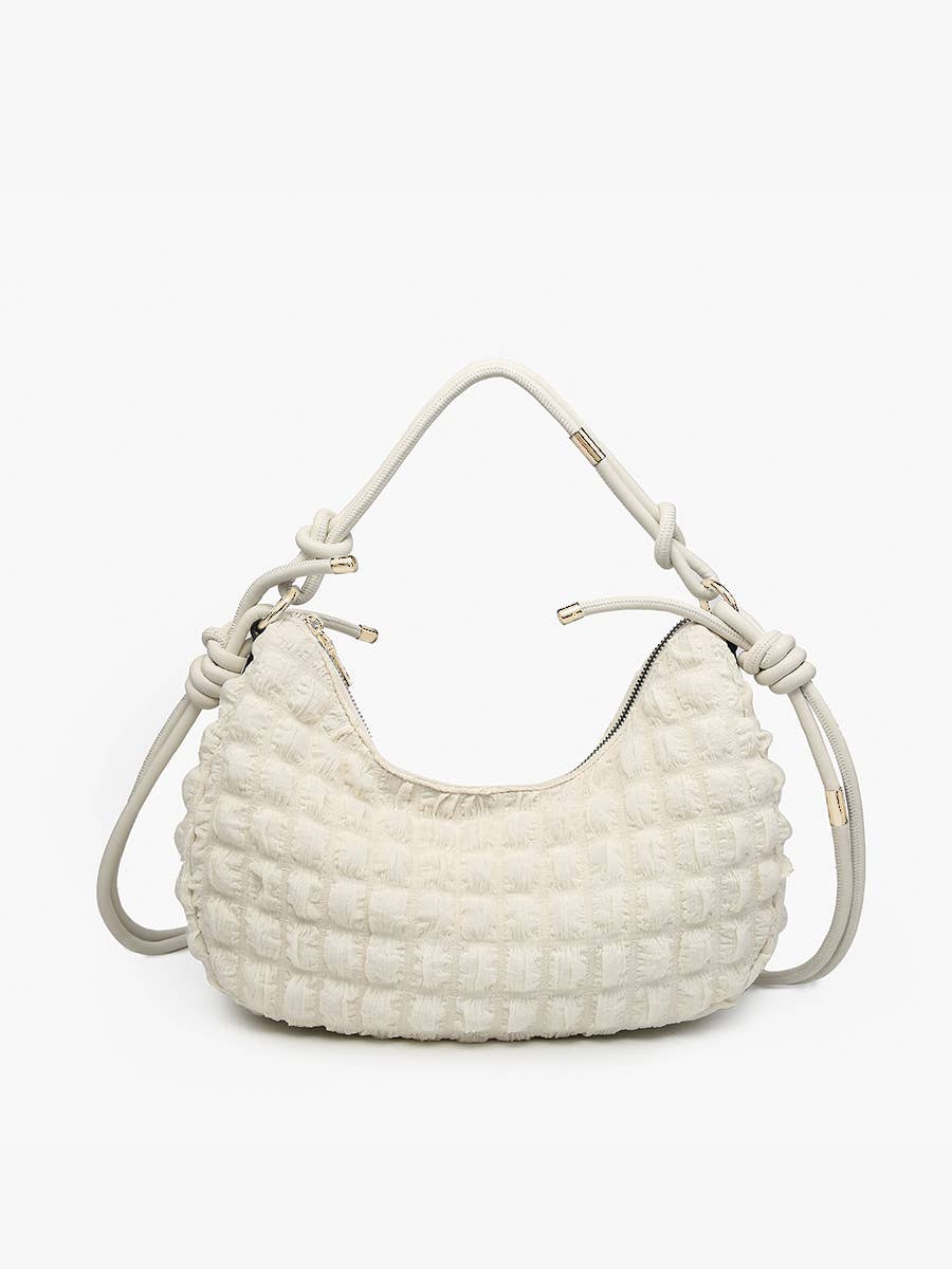 Nelly Quilted Puffy Shoulder Bag – Knotted Strap: Mint