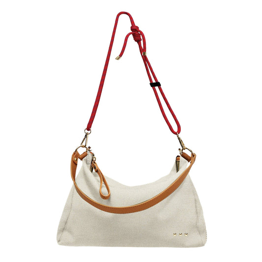 Cosette Canvas Shoulder Bag: Cream