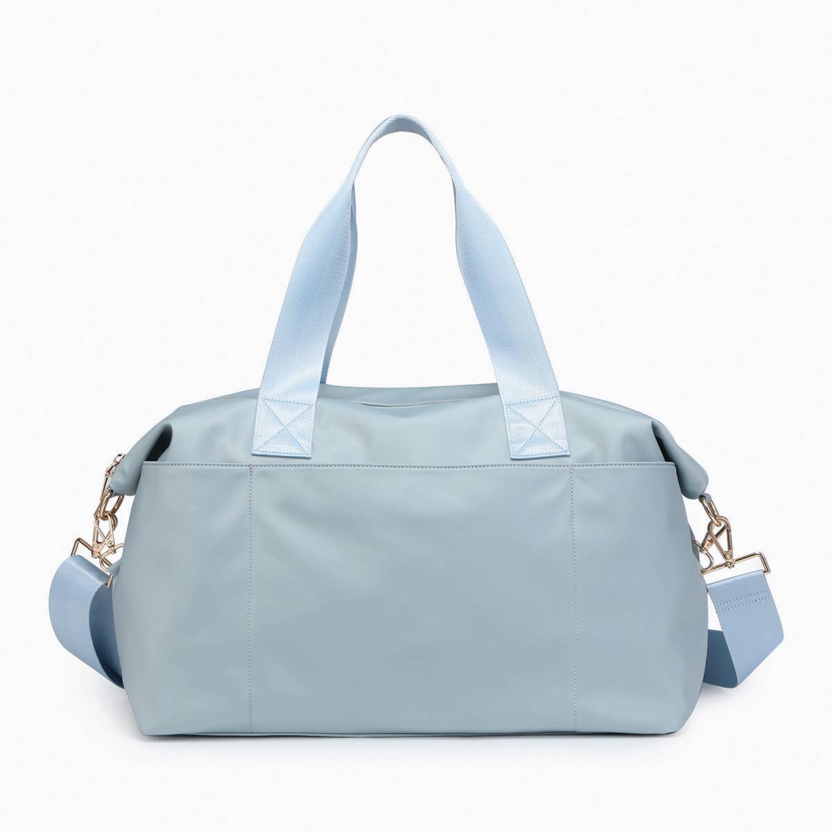 Navy Nylon Weekender w/ Dual Handles: Grey-Blue
