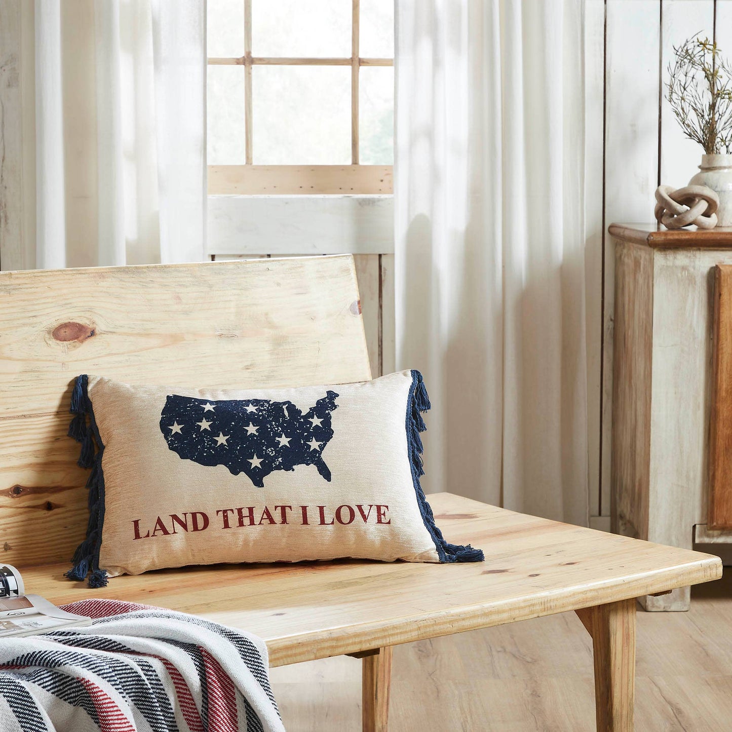 Patriotic Land That I Love Chenille Pillow - 14x22