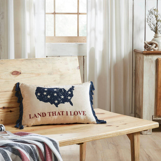 Patriotic Land That I Love Chenille Pillow - 14x22