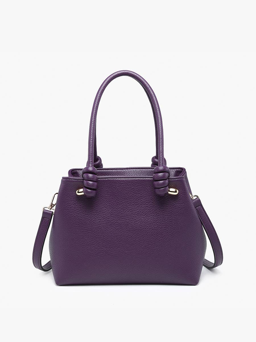Blair Classic Satchel Bag – Knotted Handles & Strap Dark Purple