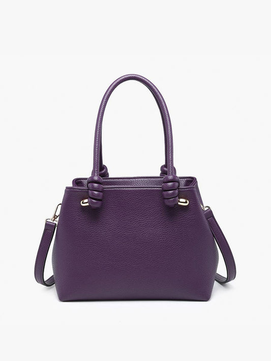 Blair Classic Satchel Bag – Knotted Handles & Strap Dark Purple