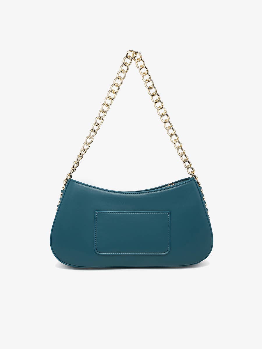 Juneau Chain Stitched Shoulder Bag Peacock