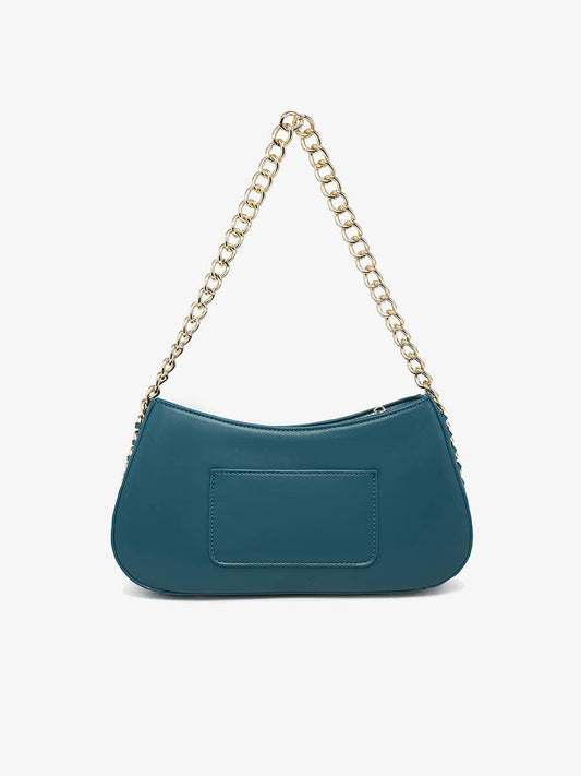 Juneau Chain Stitched Shoulder Bag Peacock