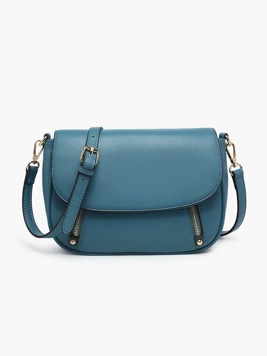 Lindsay Dual Zip Flapover Crossbody: OCEAN BLUE