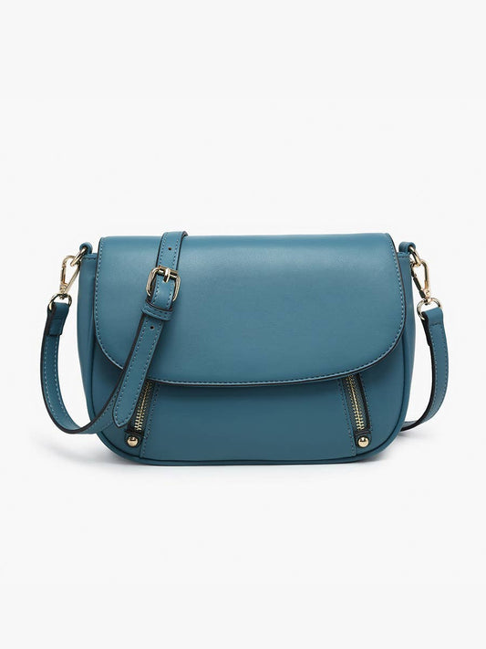 Lindsay Dual Zip Flapover Crossbody: OCEAN BLUE