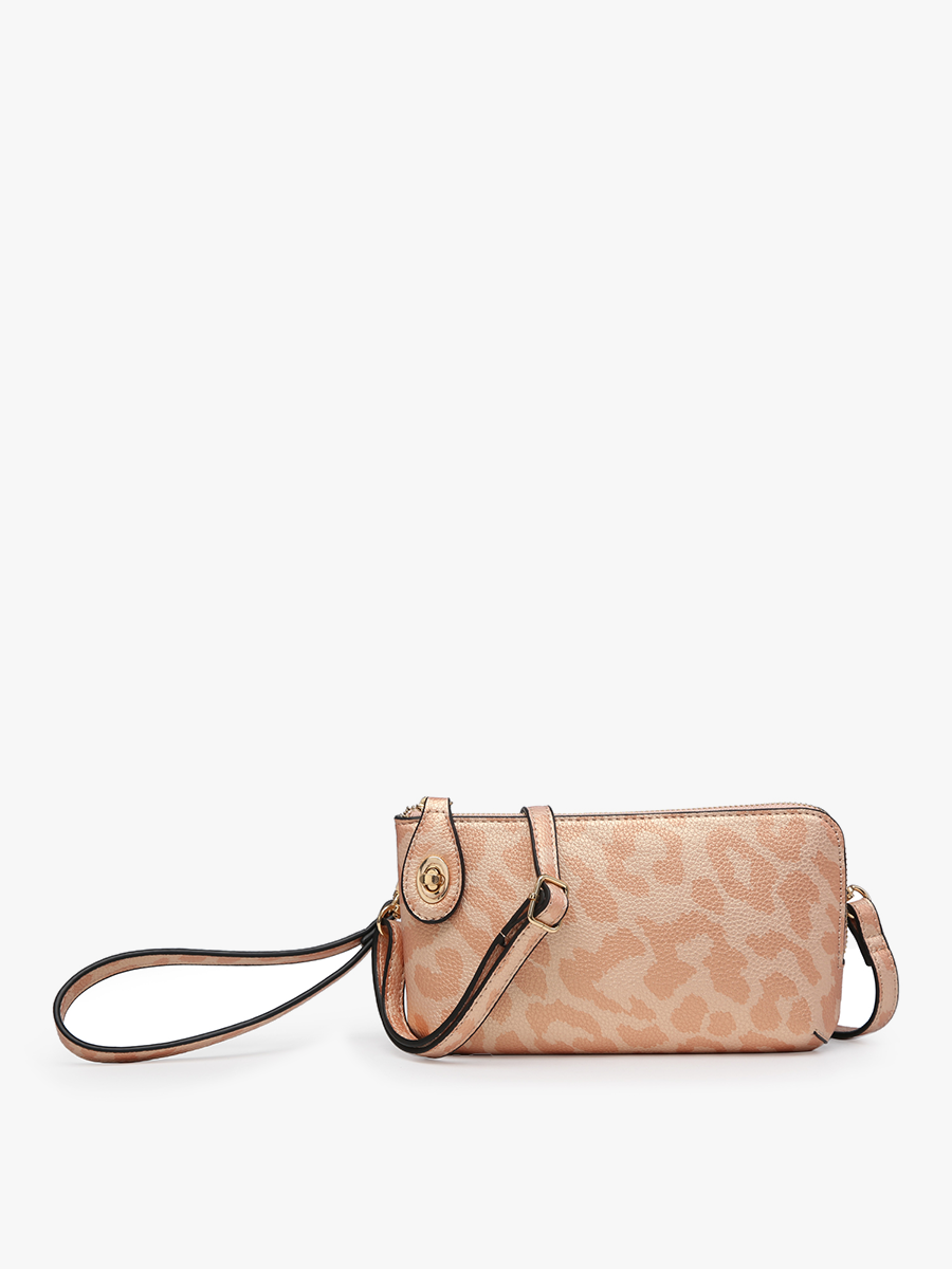 Kendall Cheetah Twist Lock Crossbody: Rose