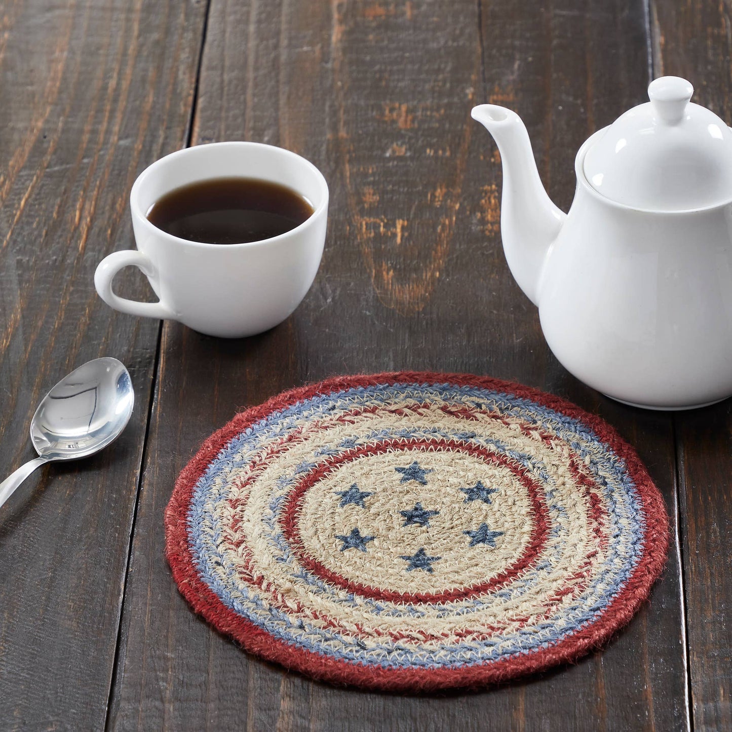 Celebration Americana Braided Jute Trivet 8" Patriotic Star