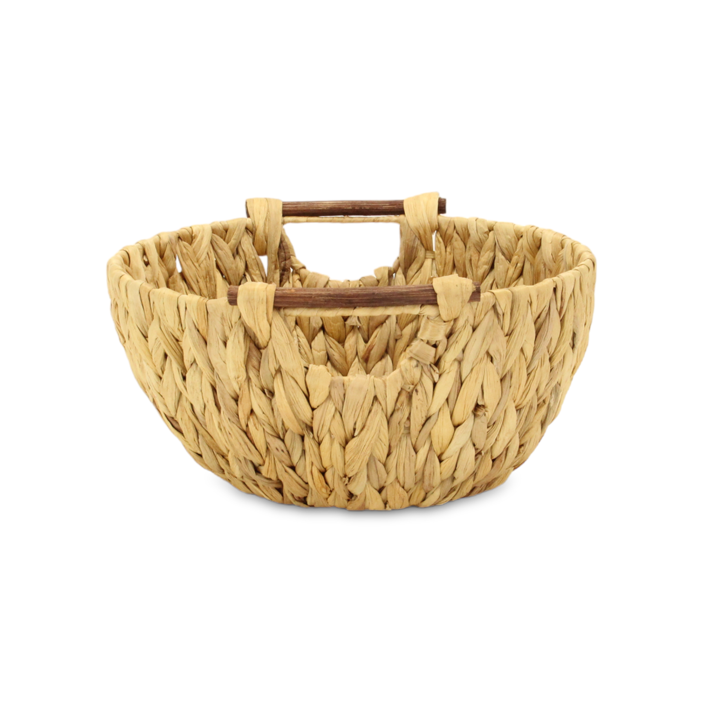 Laelia Woven Water Hyacinth Basket with Side Wood Handles