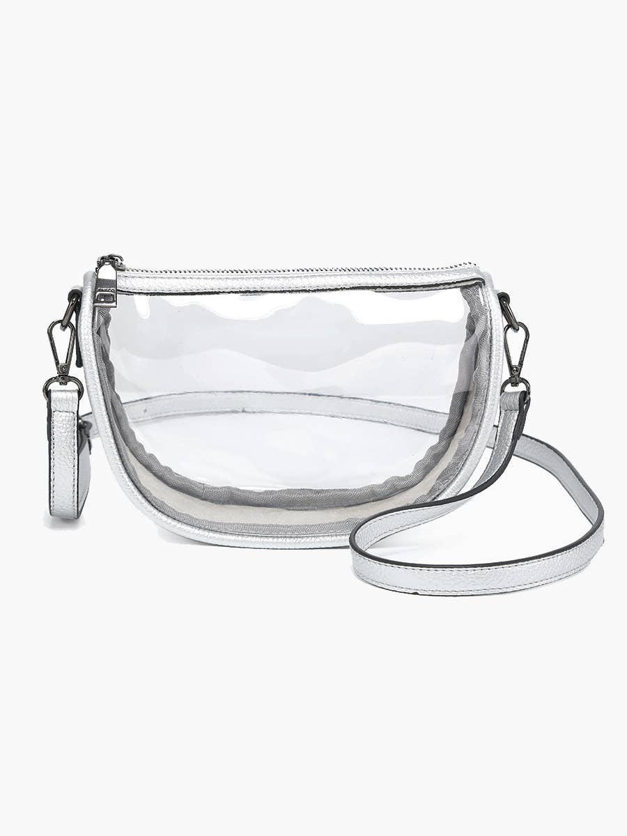 Peyton Clear Banana Crossbody Bag: Silver