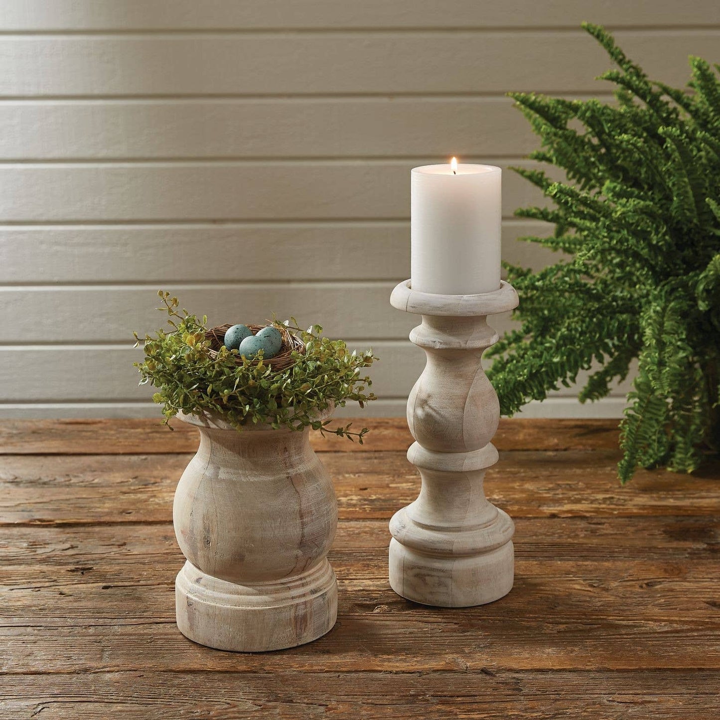 Jenny Candlestick Tall - White Washed