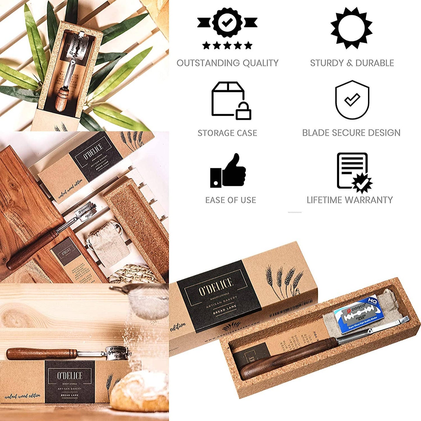 Bread Lame Handcrafted in Walnut Wood With Storage & Blades