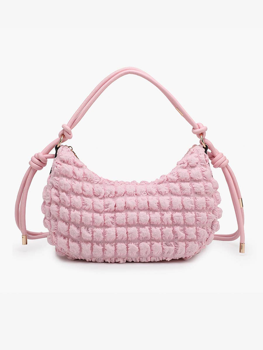 Nelly Quilted Puffy Shoulder Bag – Knotted Strap: Mint