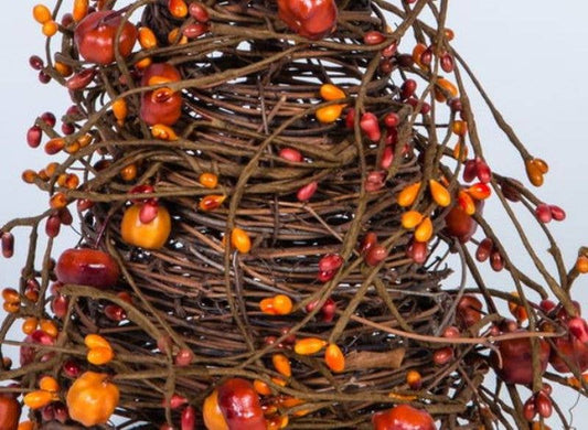 Pumpkin & Berry Cone Tree – 12" H x 5" Base
