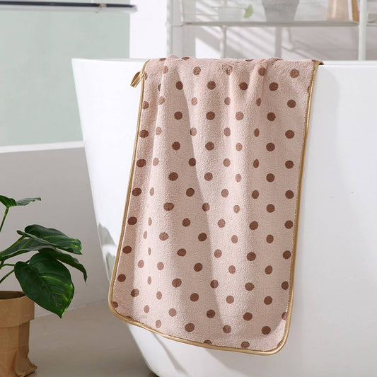 CORAL FLEECE POLKA DOT ABSORBENT FACE TOWEL KHAKI