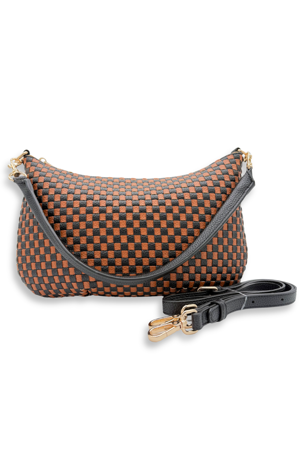 Lennon Woven Convertible Crossbody Camel+Black