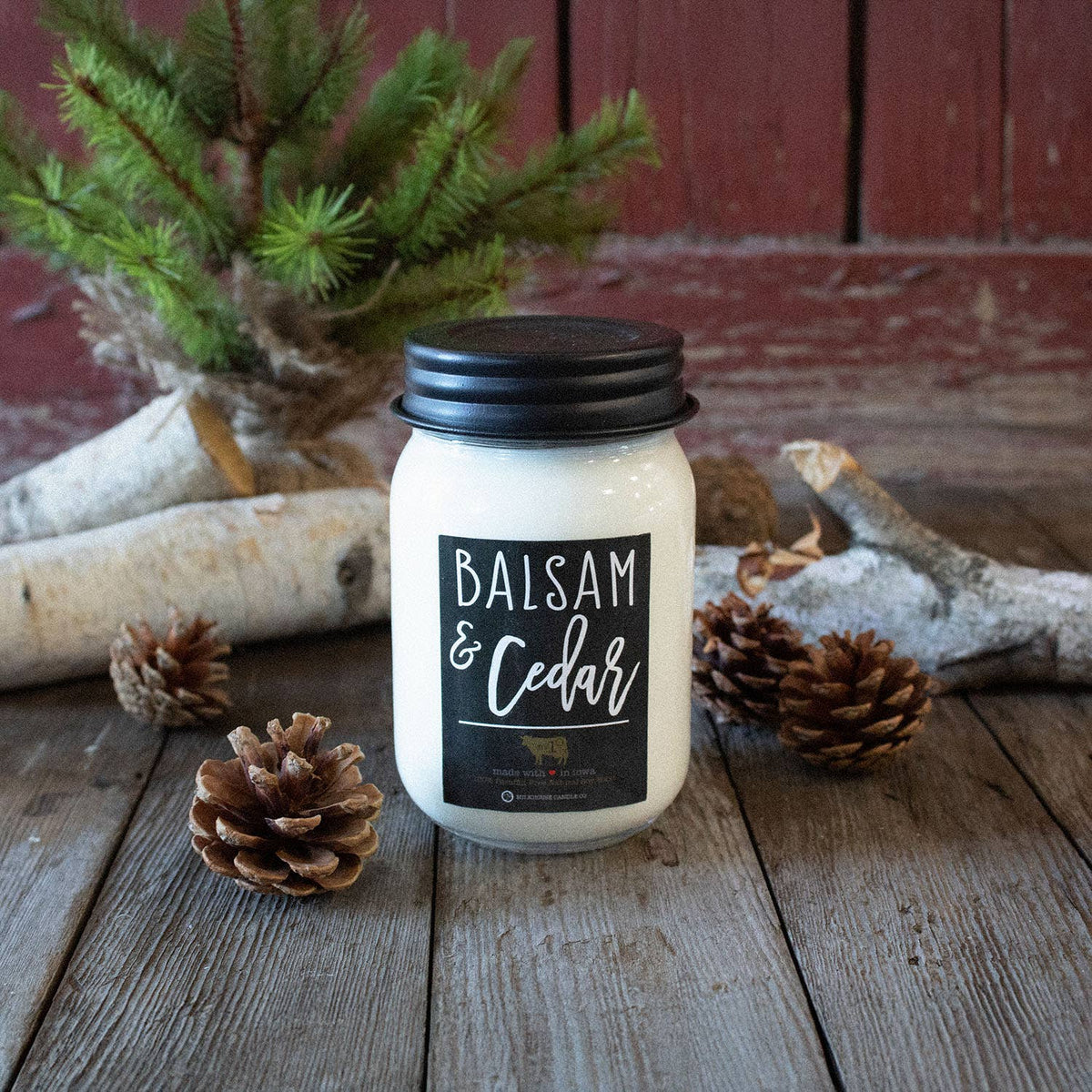 13 oz Mason Jar Christmas Candle: Balsam & Cedar