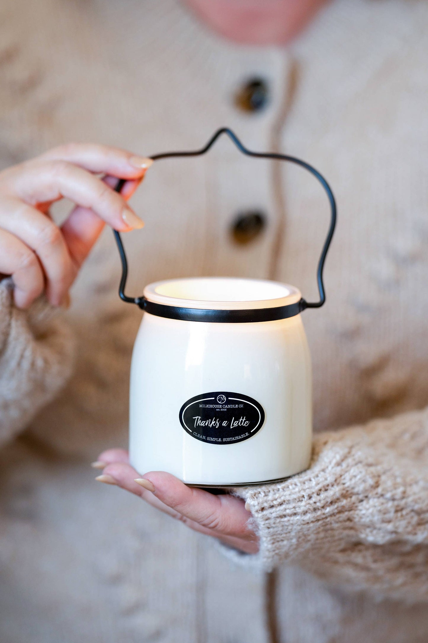 16 oz Butter Jar Candle: Thanks a Latte