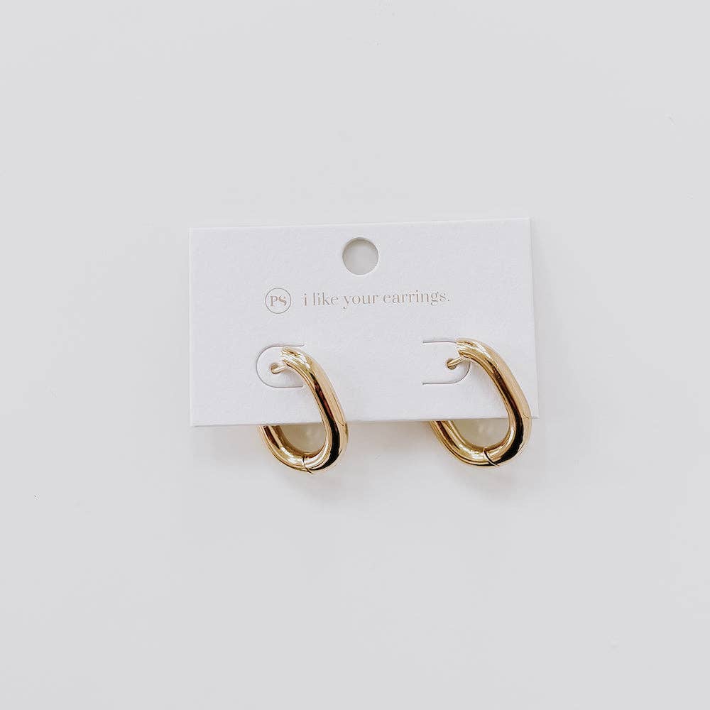 Oval Hoop Earrings Gold