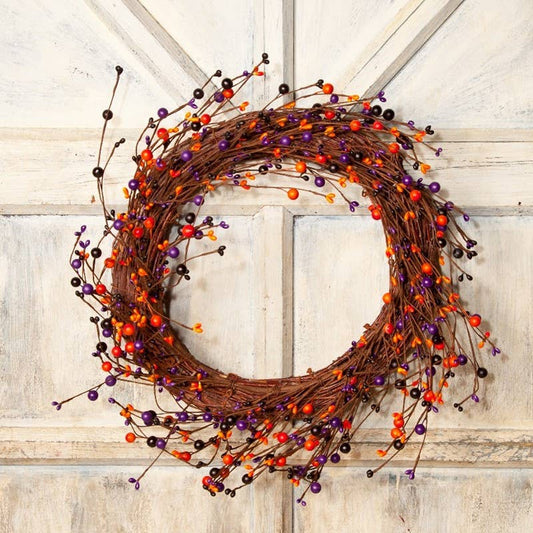 MIXED BERRY WREATH WITH TWIG BASE 18"