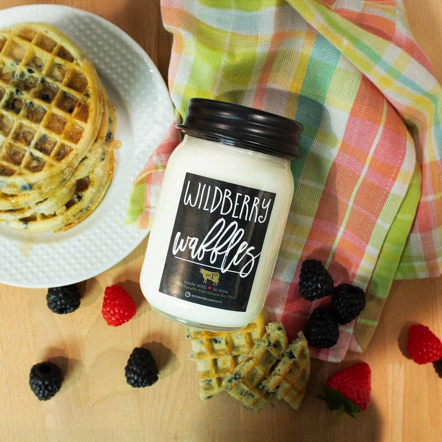 13 oz Mason Jar Candle: Wildberry Waffles