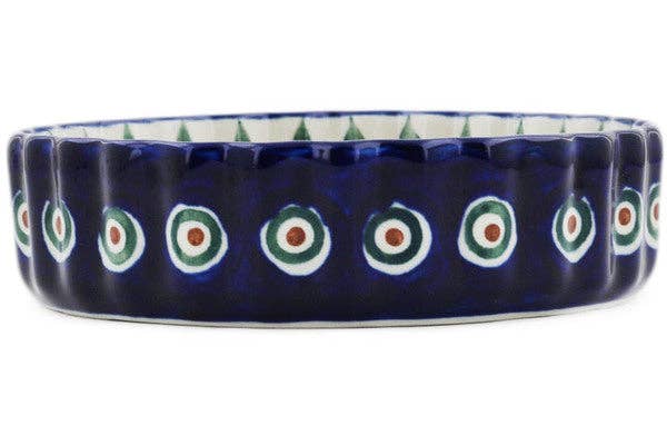 Fluted Pie Dish 6" Peacock Leaves