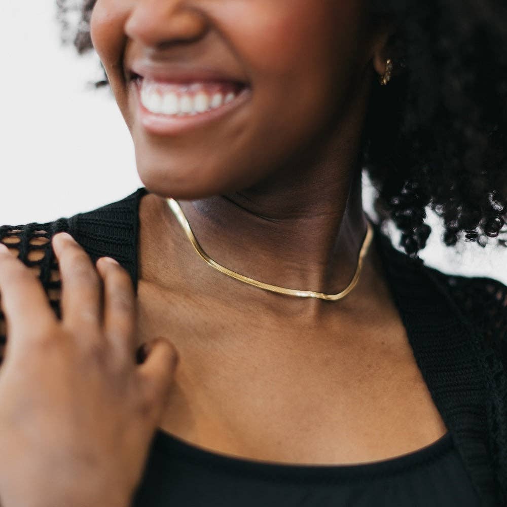 Ella Herringbone Necklace - Gold