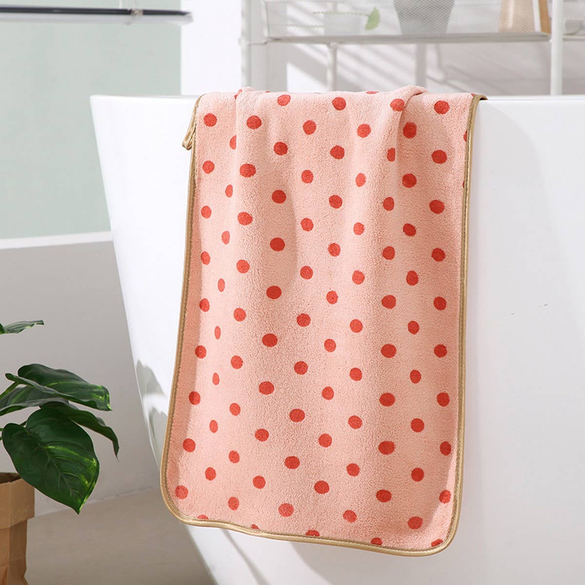 CORAL FLEECE POLKA DOT ABSORBENT FACE TOWEL KHAKI