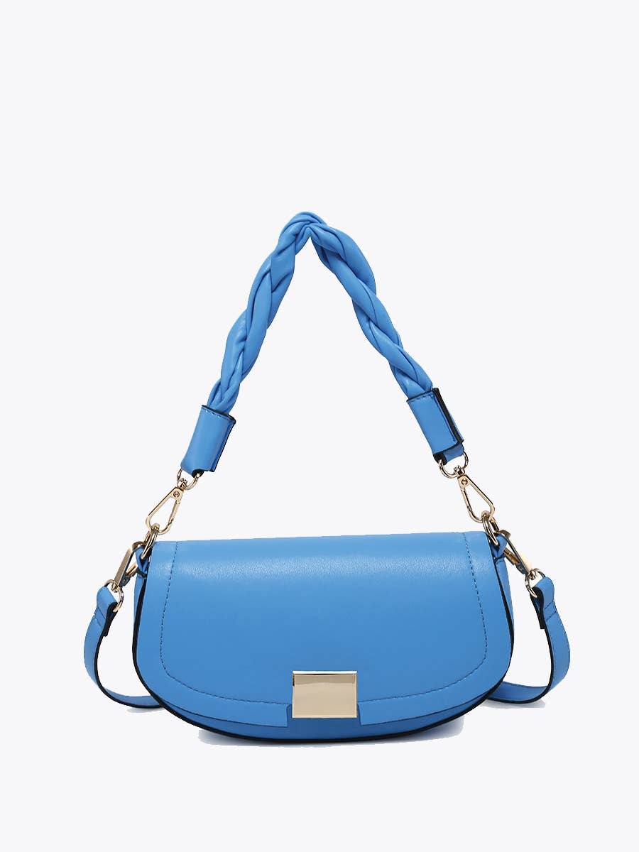 Nylah Flapover Crossbody – Woven Strap Bag | EH2708 : Silver