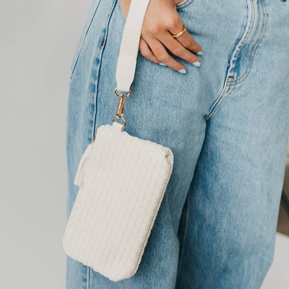 Emma Woven Clutch Wristlet: Cream